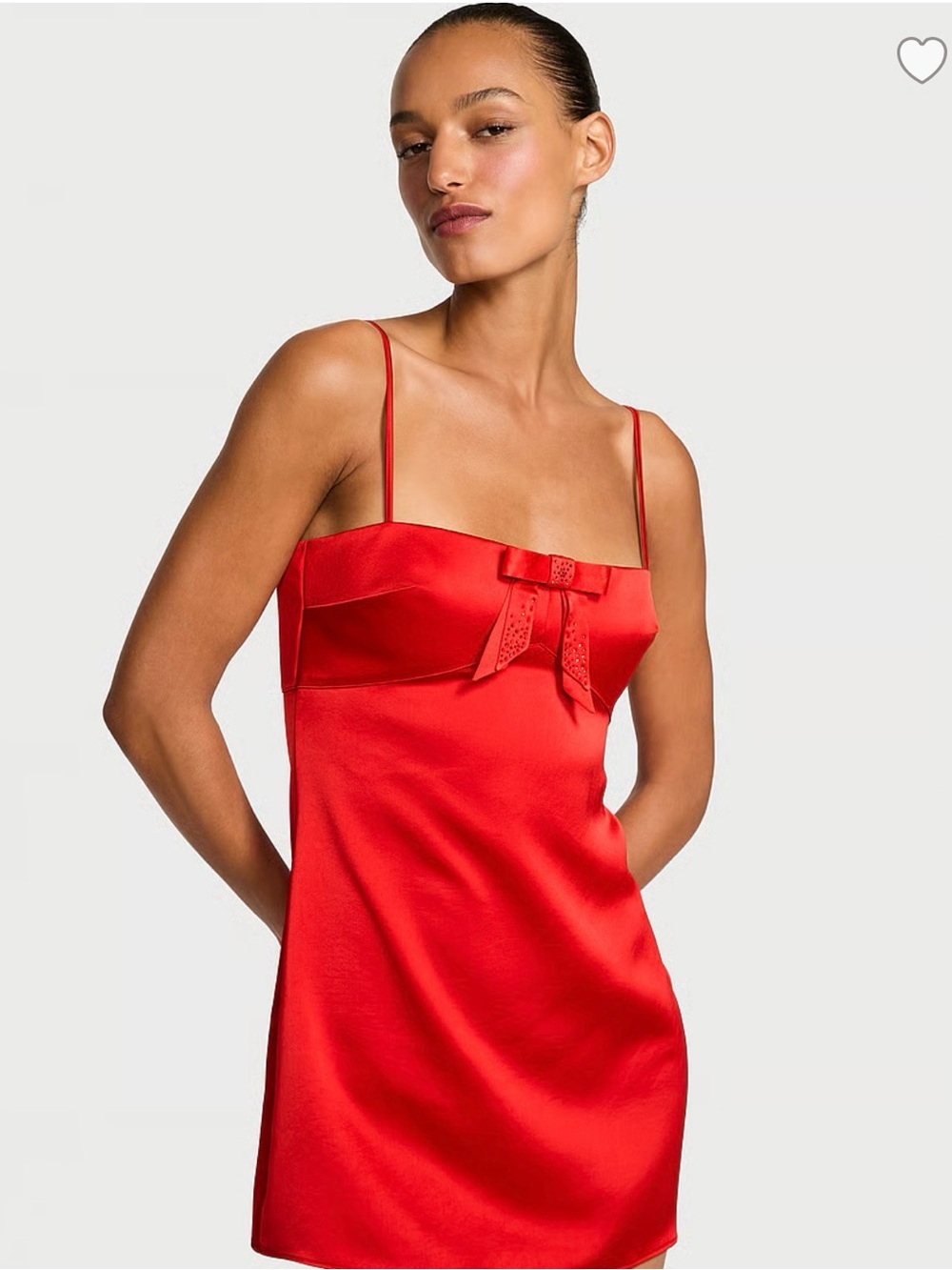 Victoria's Secret Red Satin Slip with Bow Accent